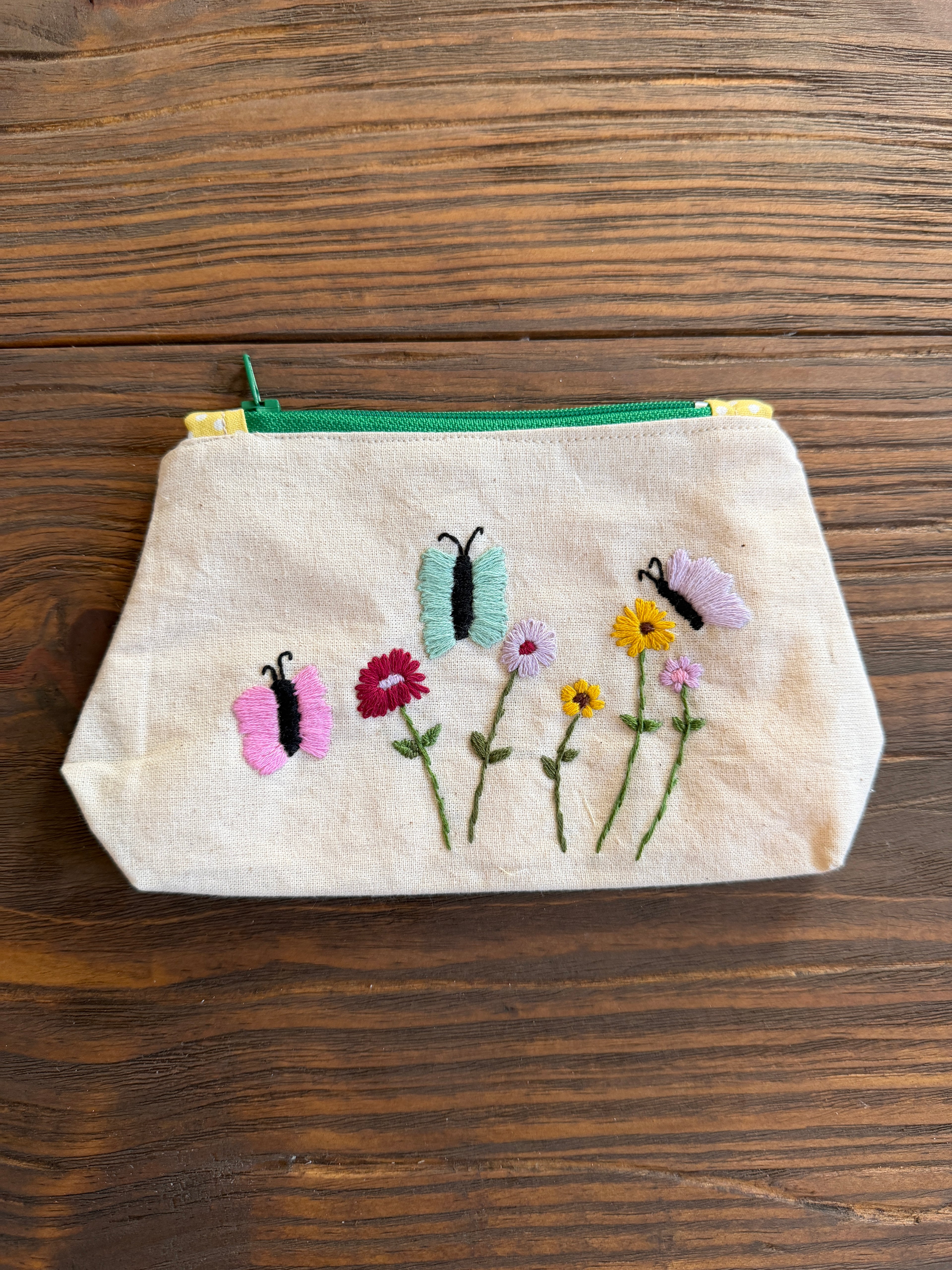 Butterflies & Wildflowers Zippered Pouch - Med