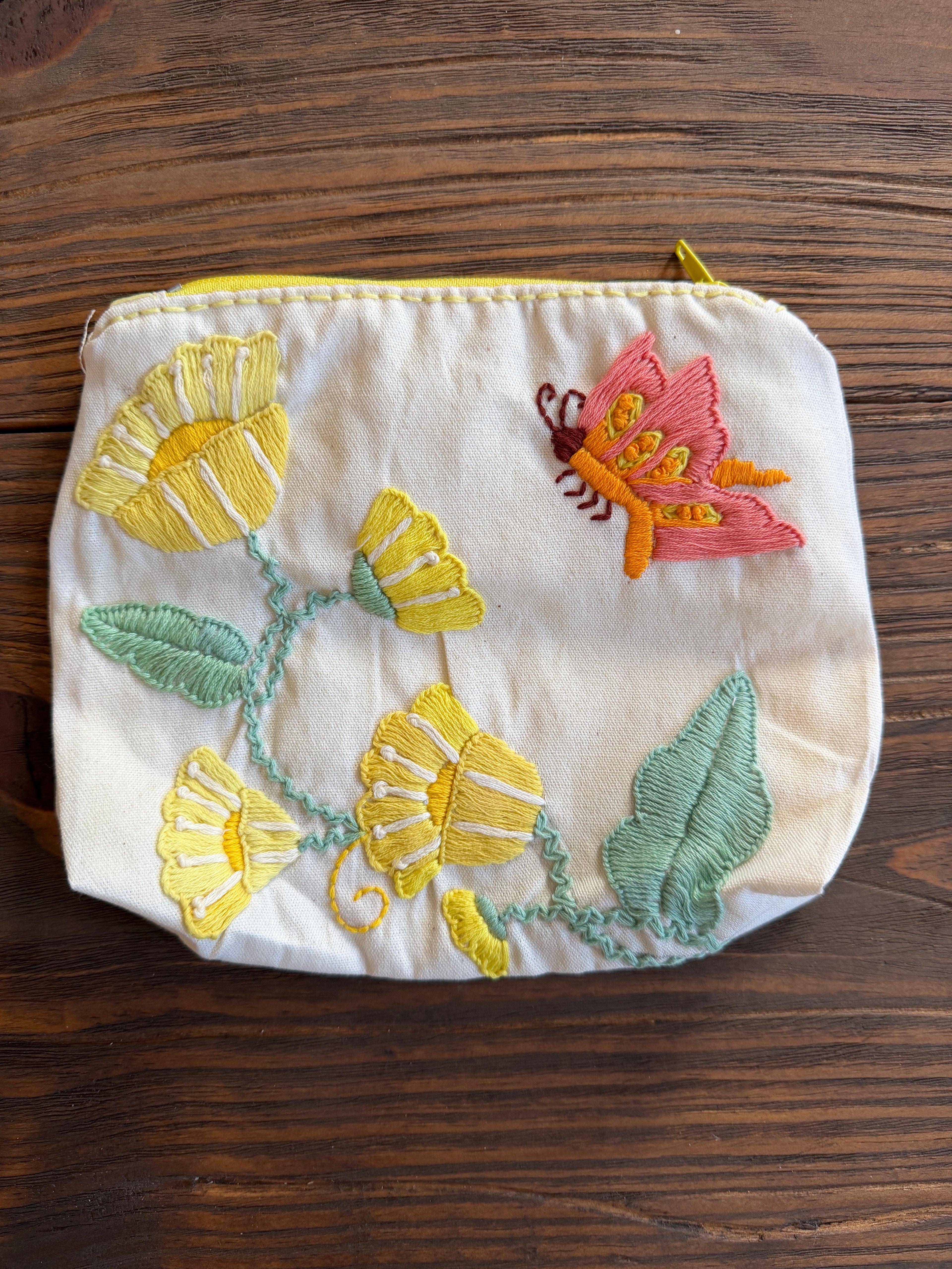 Floral Butterfly Zippered Pouched - Large